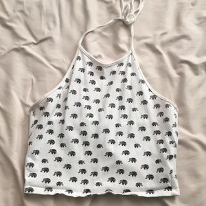 Halter elephant print crop top